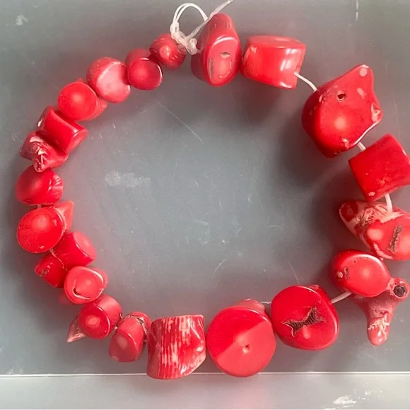 CORAL Nuggets Red Coral Strand Graduated sizes Vintage - Picture 5 of 6
